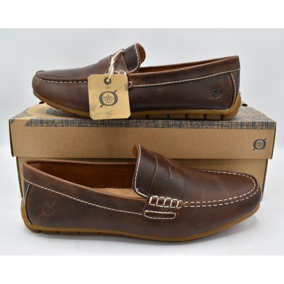 Born Men Size 8 Andes Dark Brown Full Grain Leather Slip On Driver Loafers Shoes main image 9